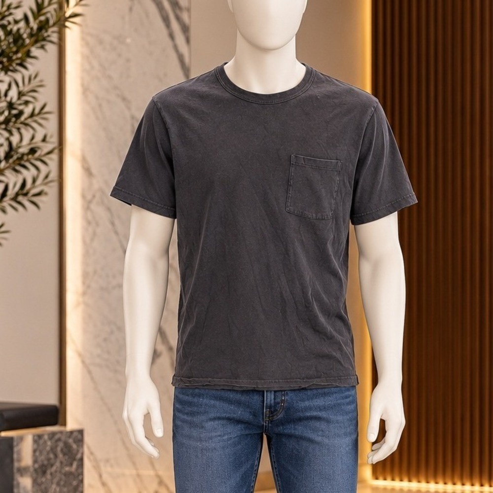 J.Crew Mens T-Shirt Garment-Dyed Slub Cotton Pocket Charcoal Gray Medium